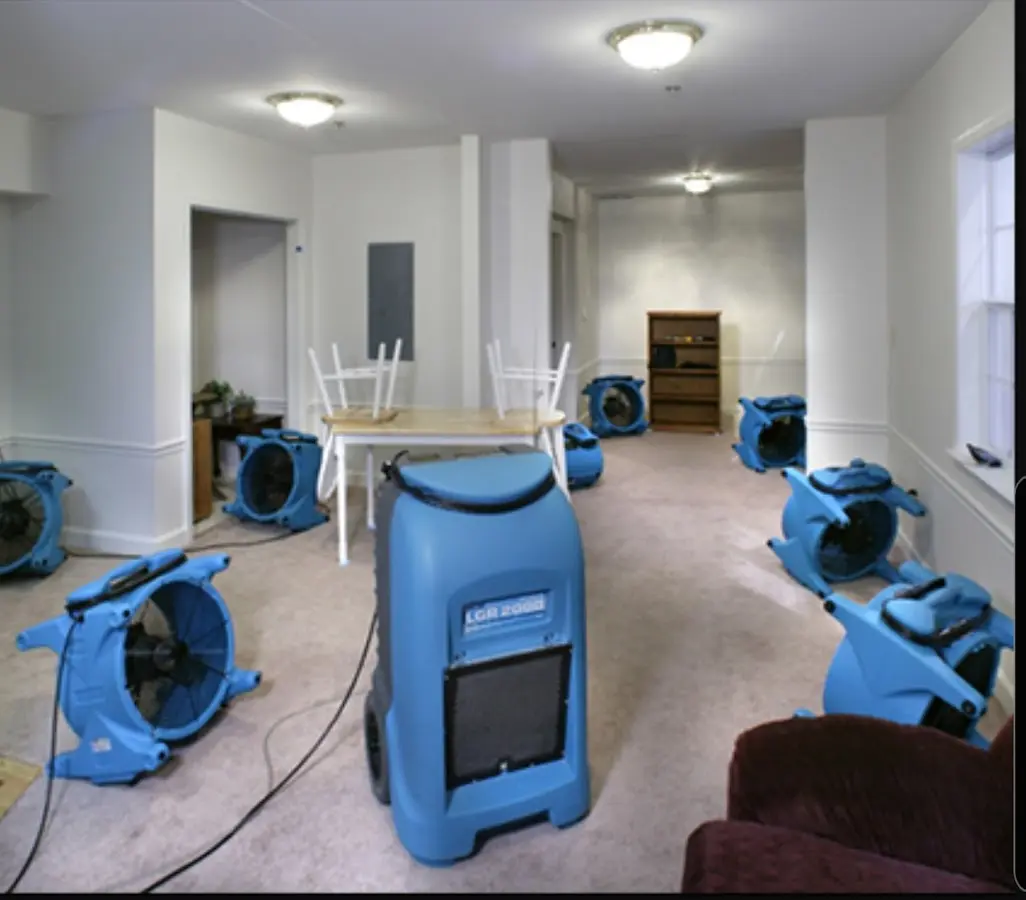 Air movers and dehumidifier setup for Water Extraction & Removal in Mead